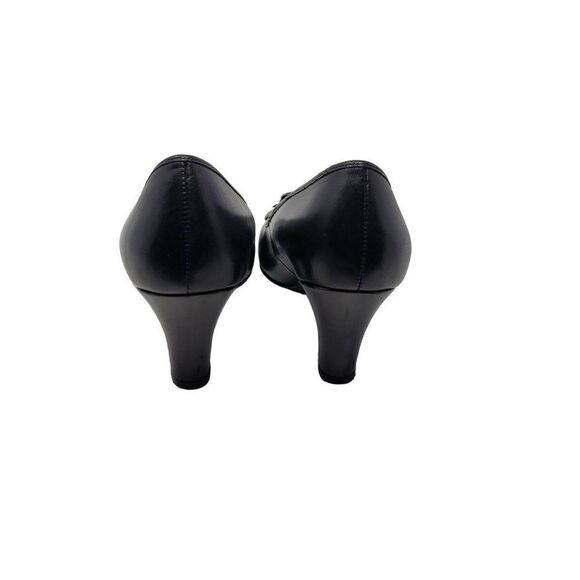 Ross Hommerson Black Leather Pumps 11W Slip On 3D Flower Heels Grannycore - Picture 6 of 11